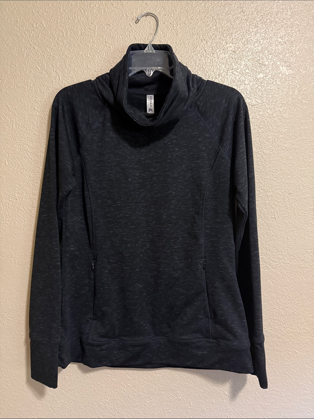 Kyodan Cozy Black Heather Funnel Neck Pullover Women's Size L
